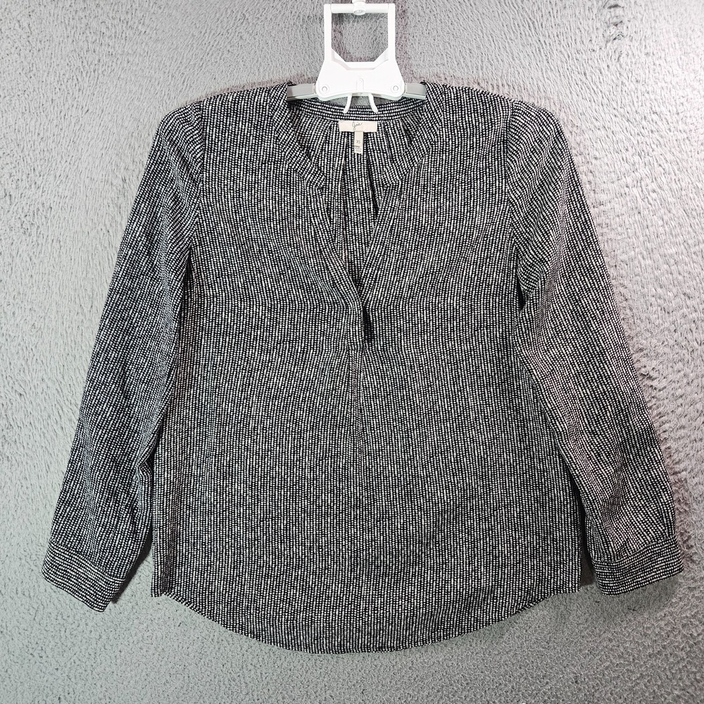 Joie 100% Silk‎ Tunic Top Blouse Women XS Geometric Print Black Gray White
